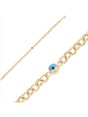 Hakan Mücevherat Tek Nazar Boncuklu Doç Model 14 Ayar Altın Bileklik