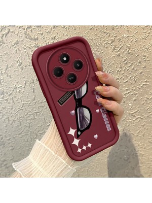 HONTINGA Xiaomi Redmi 14C 4g ile Uyumlu Kılıfı Düşüme Önleyici Basitlik Anti Düşme Kamera Korumali Kedi Bordo Desen Yumuşak Silikon Telefon Kılıfı Kadın ve Erkek Için Uygundur K2-7068