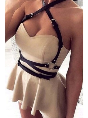 Marsilyan Elbise Üzeri Askılı Seksi Deri Harness - APFT757