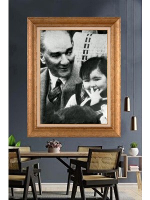 Giyense Özel Seri Altın Paspartulu Çerçeveli Atatürk Tablo C164