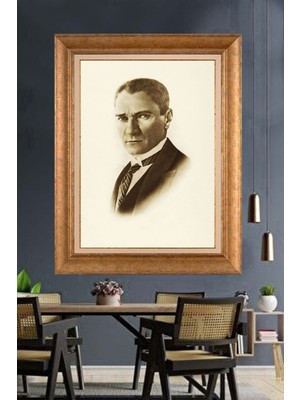Giyense Özel Seri Altın Paspartulu Çerçeveli Atatürk Tablo C416