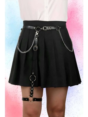 Marsilyan Jartiyer Harness Deri Zincirli Bacak Harness  APFT798