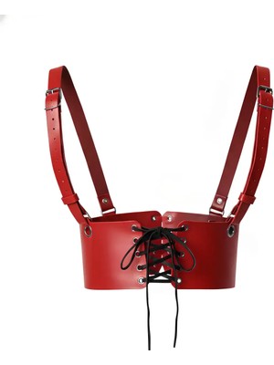 Marsilyan Kırmızı Deri Kadın Elbise Kemeri, Omuzdan Askılı Elbise Kemeri - APFT1429