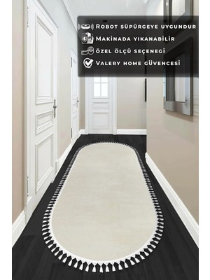 Valery Home Peluş Comfort Yolluk Ekru  Oval Pon Pon 150 x 230