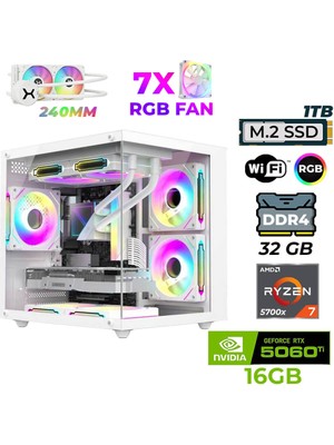 Xaser Sova Cube X60 Ryzen 7 5700X 32GB Ram 1tb M.2 Nvme SSD 16GB RTX5060TI Sıvı Soğutmalı Oyuncu Tavsiye Sistem