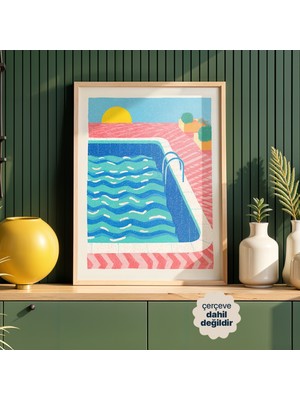 Persona Istanbul Artificial Collection "endless Summer" - Retro Havuz ve Güneş Posteri (Çerçevesiz)