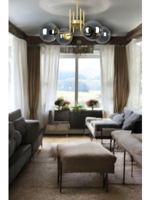 Normadia Modern Füme Camlı 4'lü Avize, Mutfak, Salon ve Yatak Odası Için Şık Tasarım