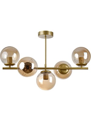 Normadia Modern Roma Tarzı 5’li Bal Camlı Sıralı Avize, Şık ve Zarif Tasarım