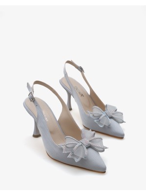 Puket Kadın Abiye Ayakkabı - Gümüş Saten