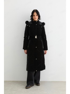 Doque 67011 Önden Düğmeli Fermuarlı Çıtçıtlı Kol Ucu Lastikli Beli Kemerli Lastikli Şişme Mont #12-25#