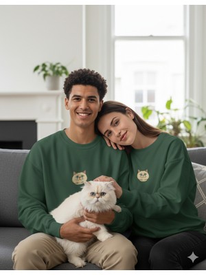Muhtar Store Iran Kedisi Desenli Sevgili Sweatshirt – Unisex Çift Kombini