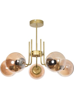 Normadia Modern 5'li Camlı Sarkıt Avize, Şık ve Şeffaf Tasarım, Salon ve Mutfak Için