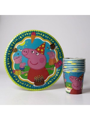Cadde Süs Peppa Pig Temalı Tabak Bardak 8'li Set