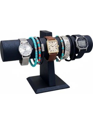 Megass Dekor Imera Deri Kumaş Lacivert Renk Boy 15 cm En 23 cm Tekli T Model Bilezik Sergileme