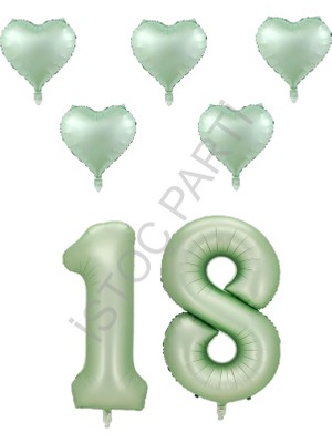 İstoç Parti Istoç Parti Yeşil Renk 18 Yaş Doğum Günü Folyo Balon Kutlama Seti