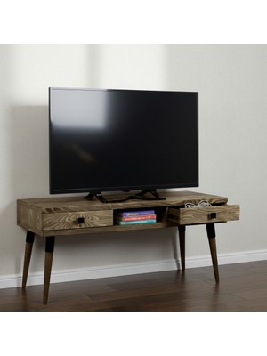 Mobenta Masif Ahşap Tv Ünitesi 150 cm – Iskandinav Stil, Doğal, 2 Çekmeceli ve 1 Raflı | Modest TV-150 Cv