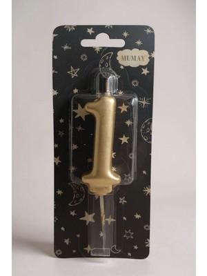 Cadde Süs 1 Rakamı Gold Renk Duğum Günü Pasta Mumu