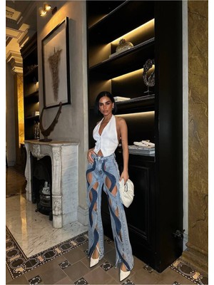 Gamze Alptekin Tasarım Pinterst Model Kot Pantolon Jeans Ithal Kumaş Kalite Palazzo Pantolon