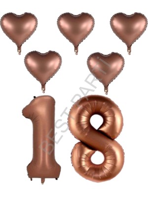 Best Parti Best Kahverengi Renk 18 Yaş Doğum Günü Folyo Balon Kutlama Seti