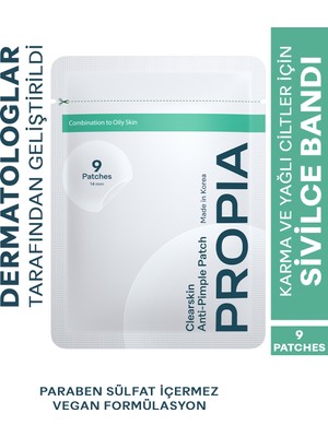 Propia Clearskin Şeffaf Akne Bandı 9 Parça Salisilik Asit Etkili Tüm Cilt Tipleri İçin Pratik Çözüm