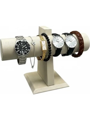 Megass Dekor Imera Deri Kumaş Krem Renk Boy 15 cm En 23 cm Tekli T Model Bilezik Sergileme