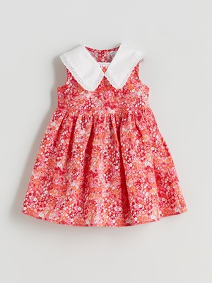 Lc Waikiki Yeni Sezon Bebe Yaka Çiçekli Kız Çocuk Elbise