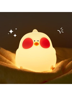 CoverZone Yumuşak Silikon Civciv Mini Gece Lambası Dekoratif Işık Derecesi Ayarlanabilir Yatak Odası Lambası Kitap Okuma Lambası Çocuk Odası 11CM x 11CM K-1165 (Civciv - K-1150)