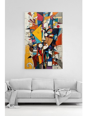 HonataDizayn Modern Geometrik Soyut Portre %100 Pamuk Kanvas Tablo