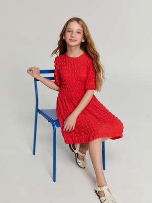 Lc Waikiki Yeni Sezon Bisiklet Yaka Kız Çocuk Elbise