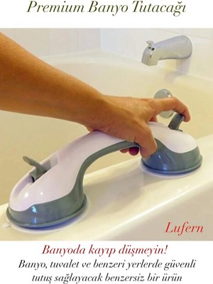 Lufern Premium Banyo Tutacağı Kilitli Vantuzlu Güvenli Tuvalet Vakum Pratik Dayanıklı Monte Edilir