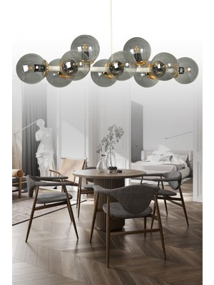 Normadia Modern Beyaz Füme Camlı 10'lu Avize, Şık ve Şık Aydınlatma Seçeneği