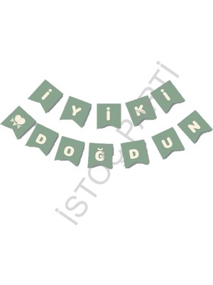 İstoç Parti Istoç Parti Iyiki Doğdun Yazılı Küf Yeşili Renk Banner