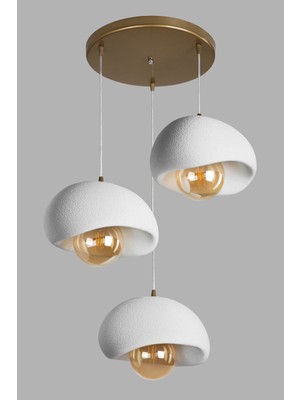 Normadia 3'lü Sarkıt Avize, Rustik Beton Görünüm, Modern Tasarım, E27, Hediye Seti