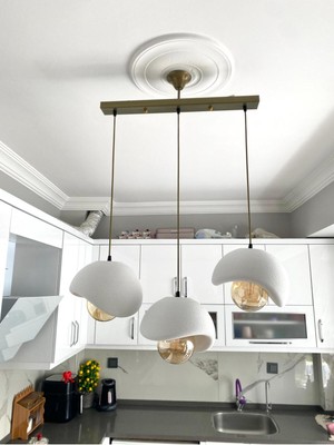 Normadia Modern Rustik Sarkıt Avize, Beton Görünüm, 3'lü Takım, E27, Ampul Dahil