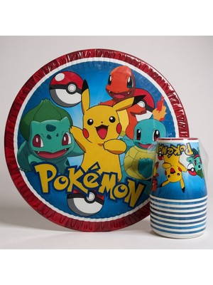 Cadde Süs Pokemon Temalı Tabak Bardak 8'li Set