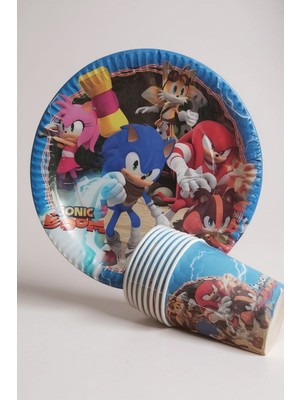 Cadde Süs Sonic Temalı Tabak Bardak 8'li Set