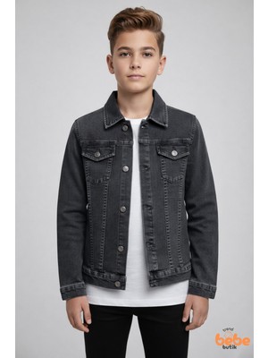 Trend Bebe Butik Erkek Çocuk Kot Ceket Jean Mont Rahat Kalıp 9-15 Yaş Günlük Okul Ceketi Mevsimlik Denim Ceket