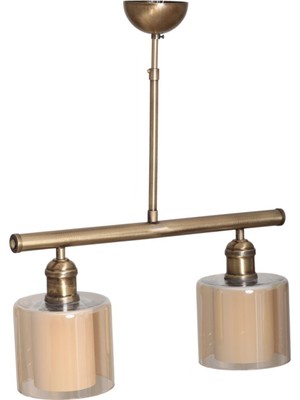 Normadia Rustik Eskitme Çift Camlı Sıralı 2’li Avize, Şık ve Modern Tasarım