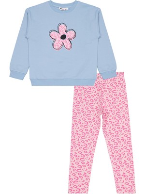 Civil Girls Leopar Çiçek Baskılı 6-9 Yaş Takım - Pembe 8-9 Yaş