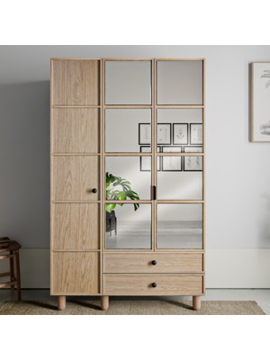 Flances Piano Ayaklı Tasarım Aynalı 3 Kapak Mdf Gardırop