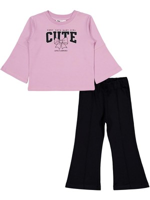 Civil Girls Cute Fiyonk Baskılı 2-5 Yaş Takım - Pembe 5-6 Yaş