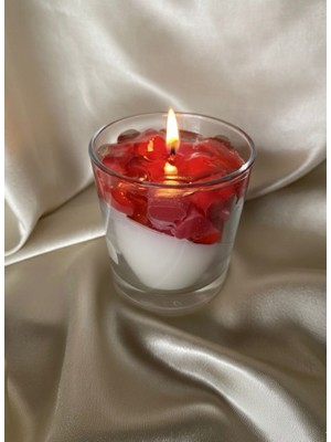 MumKusag Sevgililer Günü Özel - El Yapımı Kalp Detaylı Cam Bardak Mum Seti (+2 Tealight Hediye)