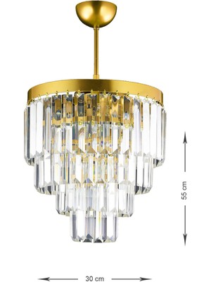 Normadia Şık 35 cm Kristal Cam Avize, Sarı Yıldız Detaylı, Lüks ve Parlak Tasarım