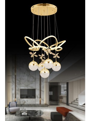 Normadia Modern 5'li Kelebek LED Avize, 3 Renkli Işık, Kumandalı, Şık Tasarım