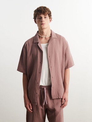 Lc Waikiki Yeni Sezon Resort Yaka Kısa Kollu Müslin Erkek Gömlek