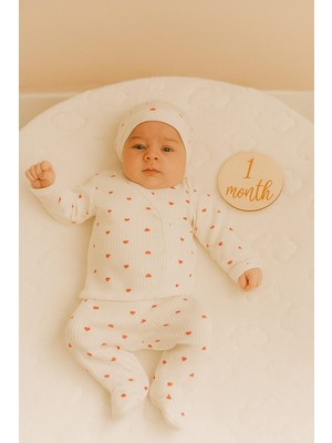 Buufuu Hediyelik Bebek Yenidoğan Hastene Çıkışı Bereli Uzun Kol Çocuk Baskılı Pamuk Alt Üst Takım