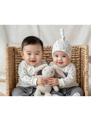 By Bubbles Pamuklu Fil Desenli Bebek Tulum – Şapkalı, Çıtçıtlı, Örme Kumaş Yenidoğan Tulumu (Unisex )