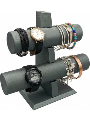 Megass Dekor Imera Deri Kumaş Yeşil Renk Boy 22 cm En 24 cm Tekli T Model Bilezik Sergileme