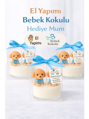 Larina Hediyelik Hediyelik Erkek İkiz Bebek Kokulu Mum Hediyelik –Kişiye Özel, Doğum & Mevlüt, Baby Shower – Etiketli + Şeffaf Kutu