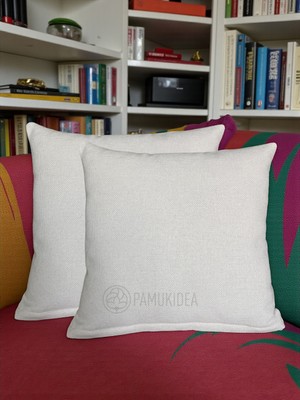 PAMUKIDEA Punch Için Işlemesiz Sade Düz Punchluk Yastık, Kırlent Kılıfı Desensiz  - Fermuarlı 2 Adet - 45X45
